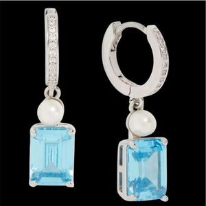 Kate Spade NEW earrings - blue Cubic Zirconia huggie hoops